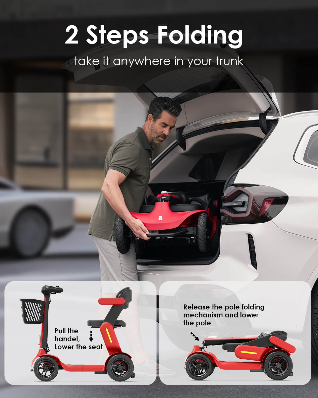 Glashow Mobility Scooter | Elevate Your Mobiity| S3 Model - A revolutional mobility scooter has arrived - 2 steps folding