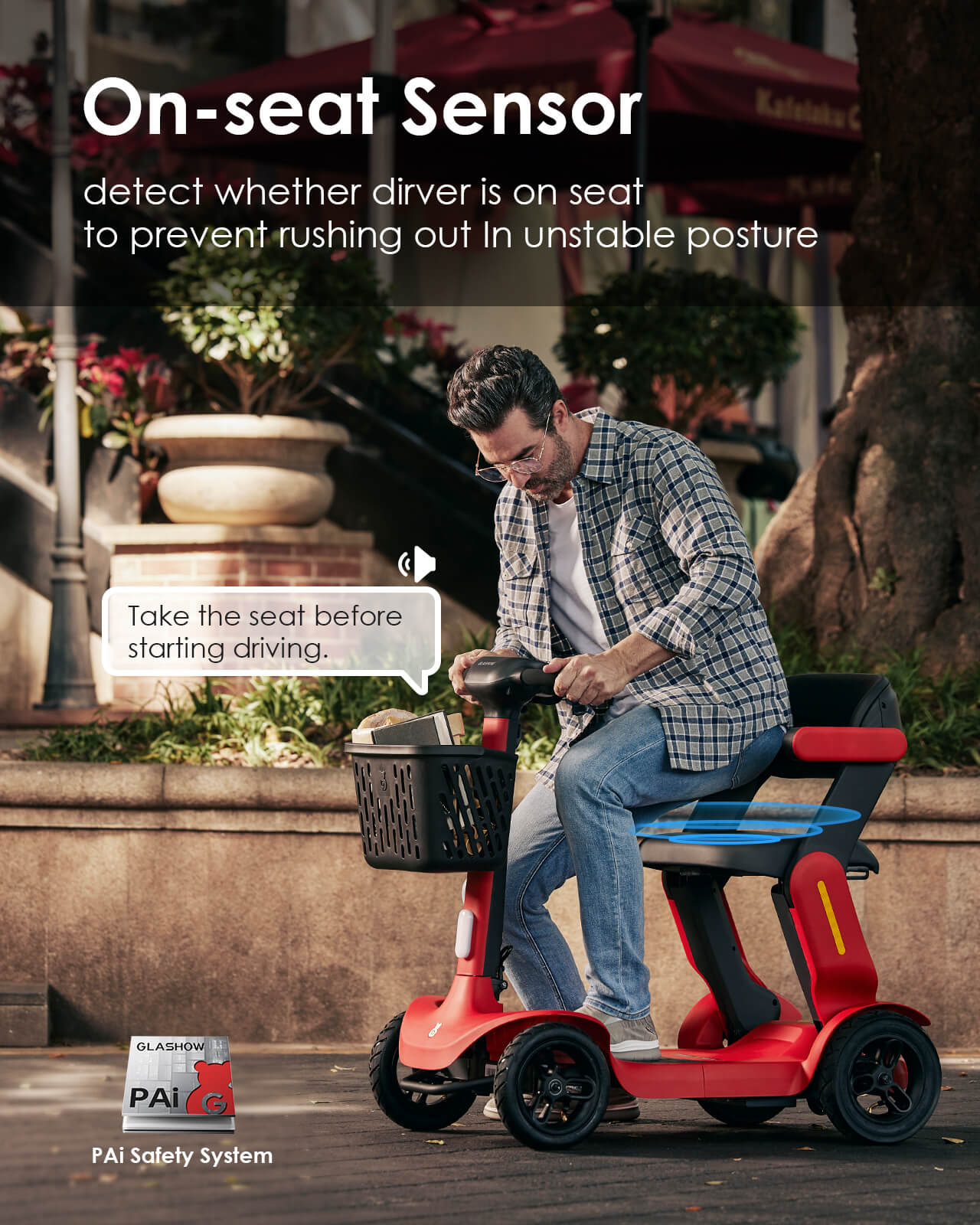 Glashow Mobility Scooter | Elevate Your Mobiity| S3 Model - A revolutional mobility scooter has arrived - on seat sensor